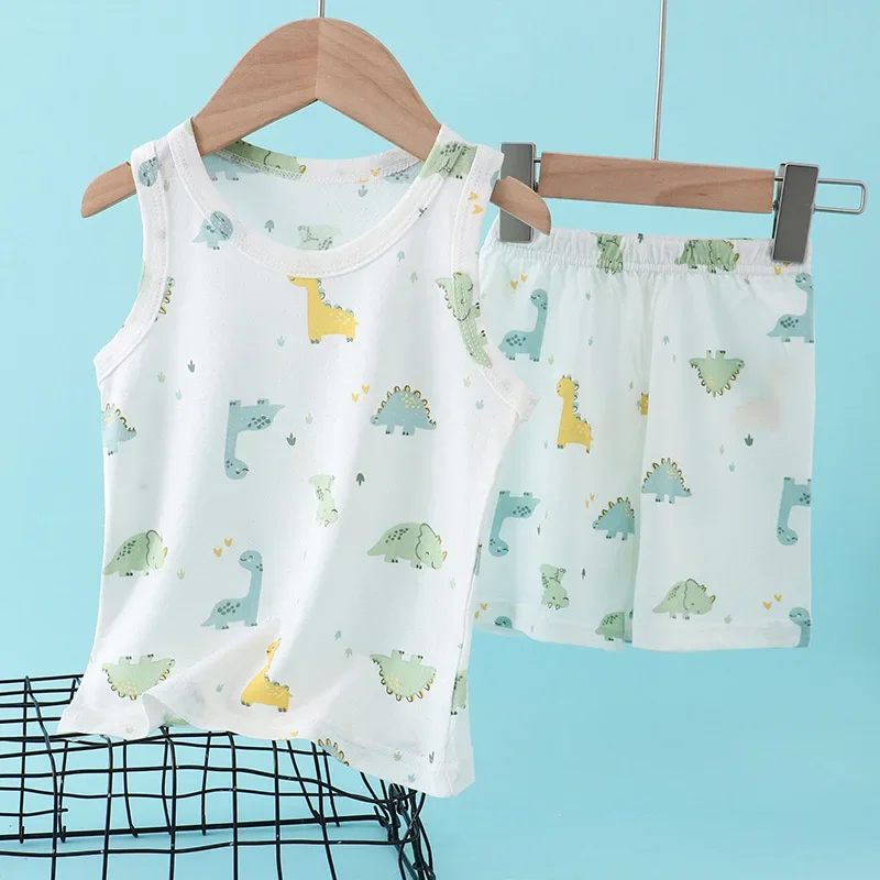 Summer Clothing Newborn - Çocuklar Bambu Pamuk Yelek Takım Elbise