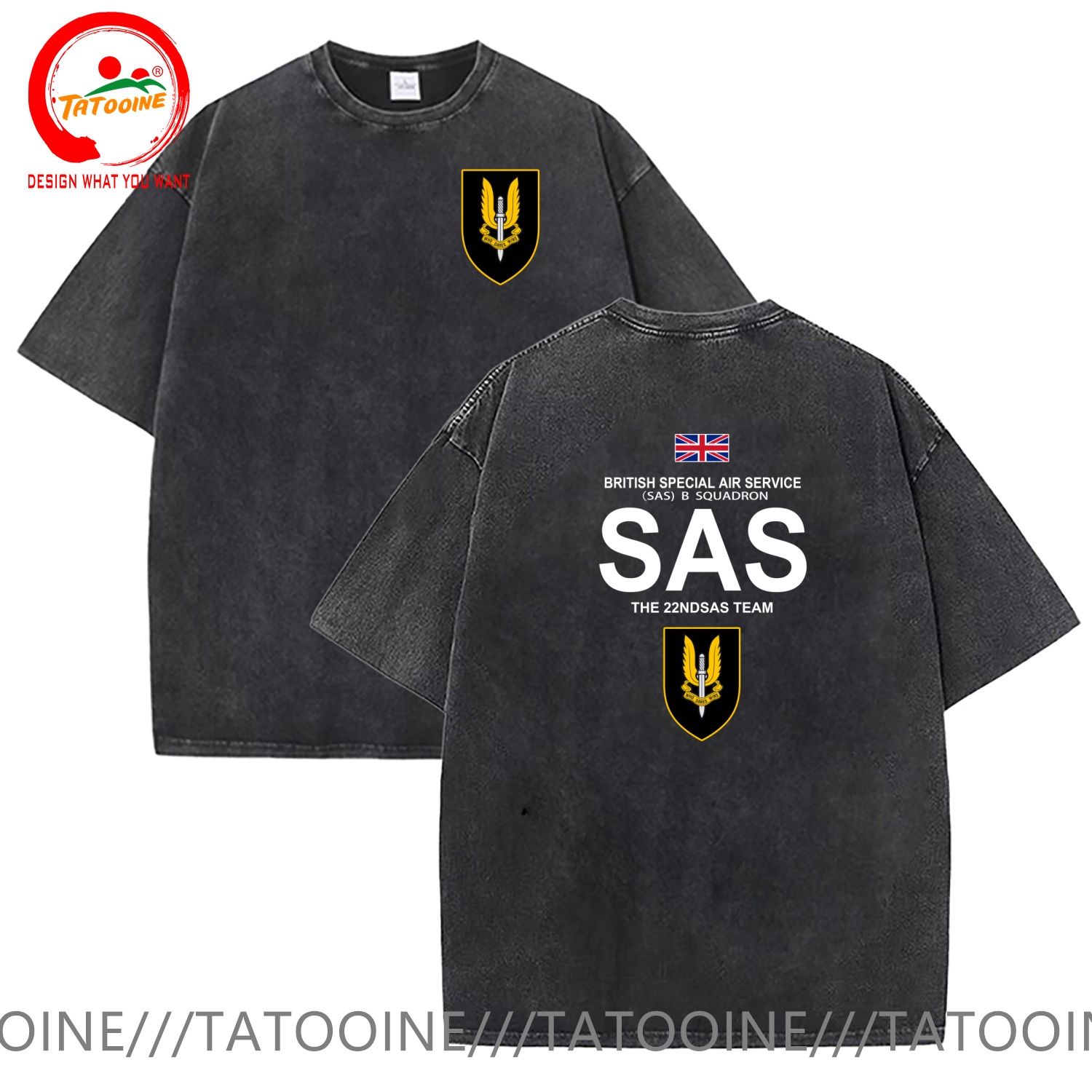 Summer Clothing Uk - Vintage Yıkanmış Pamuklu Tişört Komik Tasarımcı