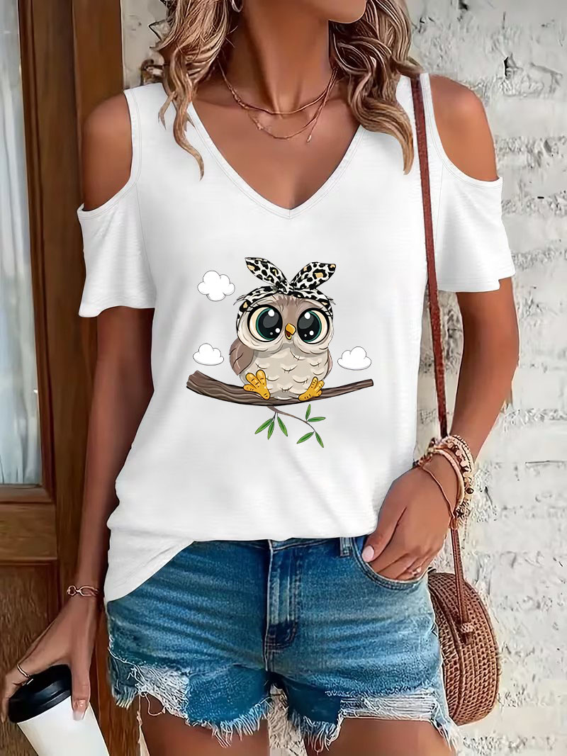 Trendy Karikatür Baykuş Baskıl - Summer Clothing Drop incelemesi ve fiyatı