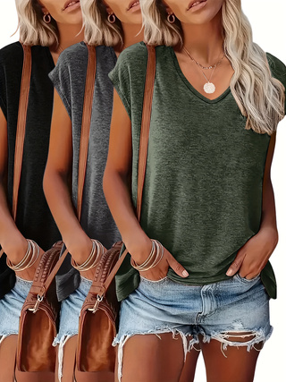 3'lü Paket Düz Renkli V Yaka K - Summer Clothing Drop incelemesi ve fiyatı