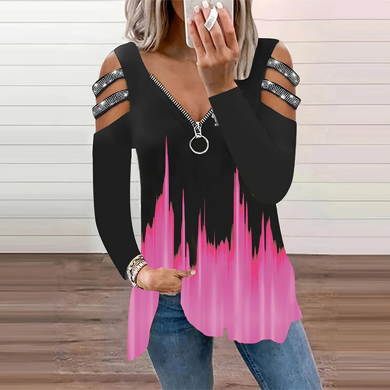 Degrade Renk Fermuar V Yaka T- - Summer Clothing Drop incelemesi ve fiyatı