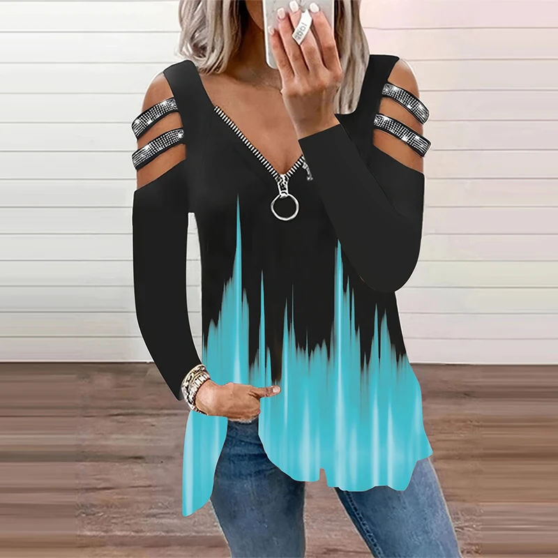 Degrade Renk Fermuar V Yaka T- - Summer Clothing Drop incelemesi ve fiyatı