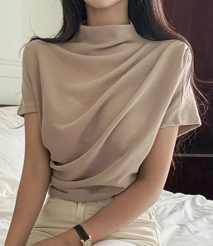 Yarım balıkçı yaka T Shirt kad - Summer Clothing Drop incelemesi ve fiyatı