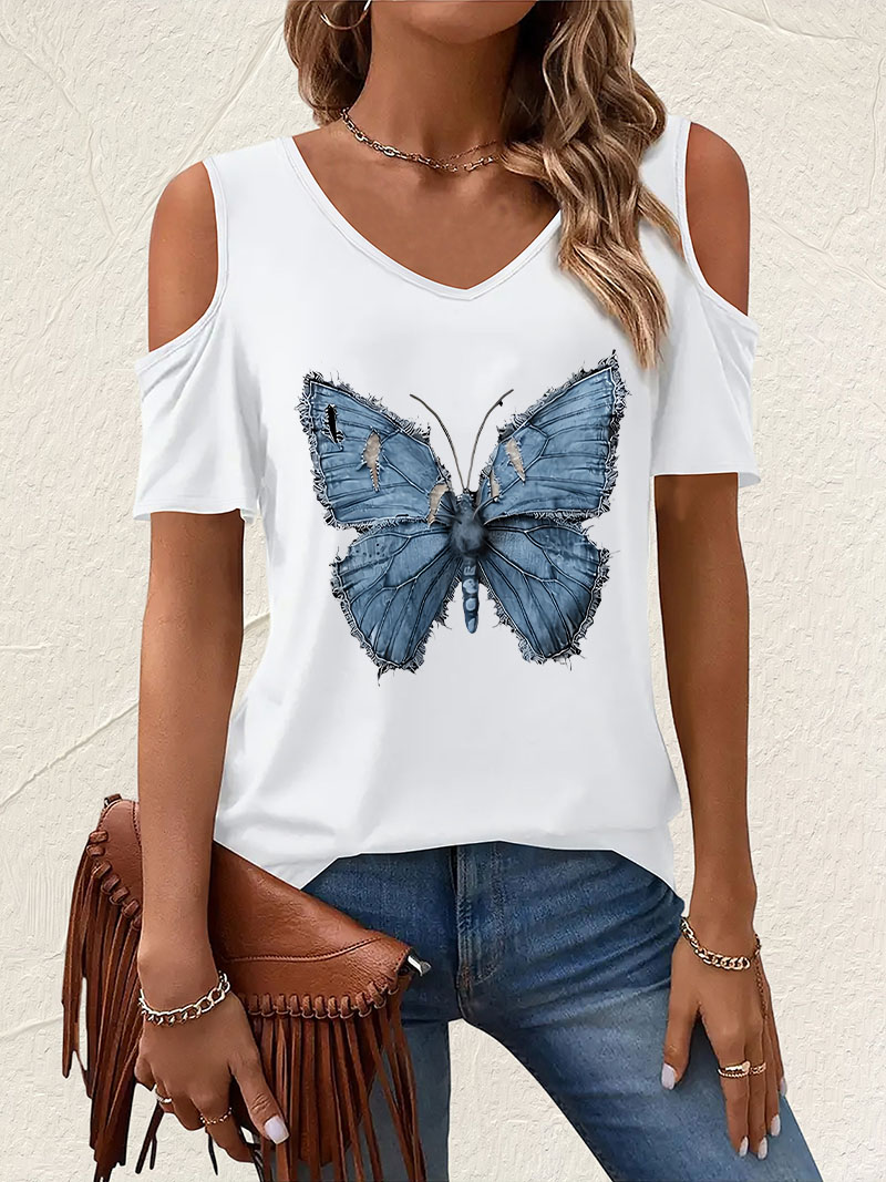 Vintage V Yaka Kelebek Baskılı - Summer Clothing Drop incelemesi ve fiyatı